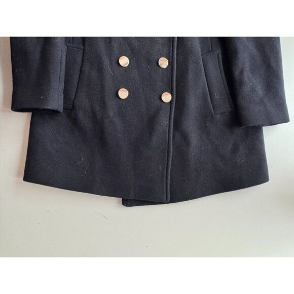 ZARA Navy Blue Wool Blend Double Breasted Short Peacoat Coat, Size M - Picture 8 of 12